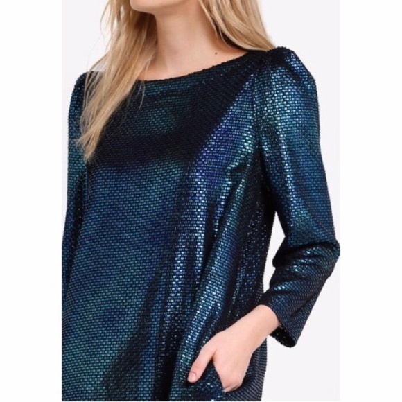 Free People Blue Metallic Diamonds Are Forever Dress XS Prom Mermaid - Picture 3 of 10